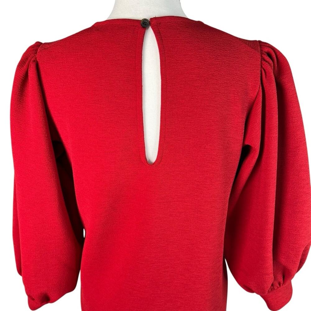 Free Assembly Dress Red Balloon Sleeve Women’s Size XS - Picture 5 of 8
